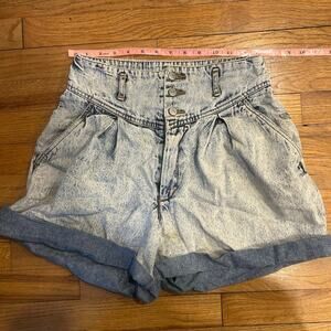 Vintage 80's Jordache Acid Wash High Waist Pleated Wide Leg Shorts